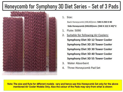 HAVAI Honeycomb Pad - Set of 3 - for Symphony Diet 3D 20 Litre Tower Cooler