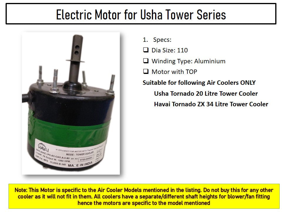 Main/Electric Motor - For Usha Tornado ZX 34 Litre Tower Cooler