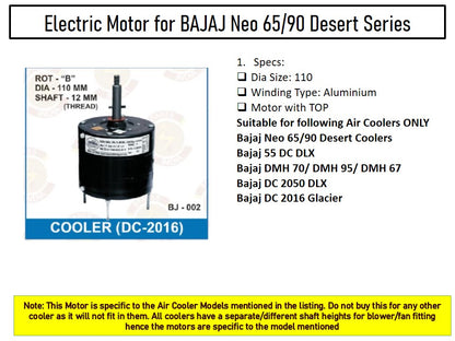 Main/Electric Motor - For Bajaj DC 102 DLX 70 Litre Desert Cooler