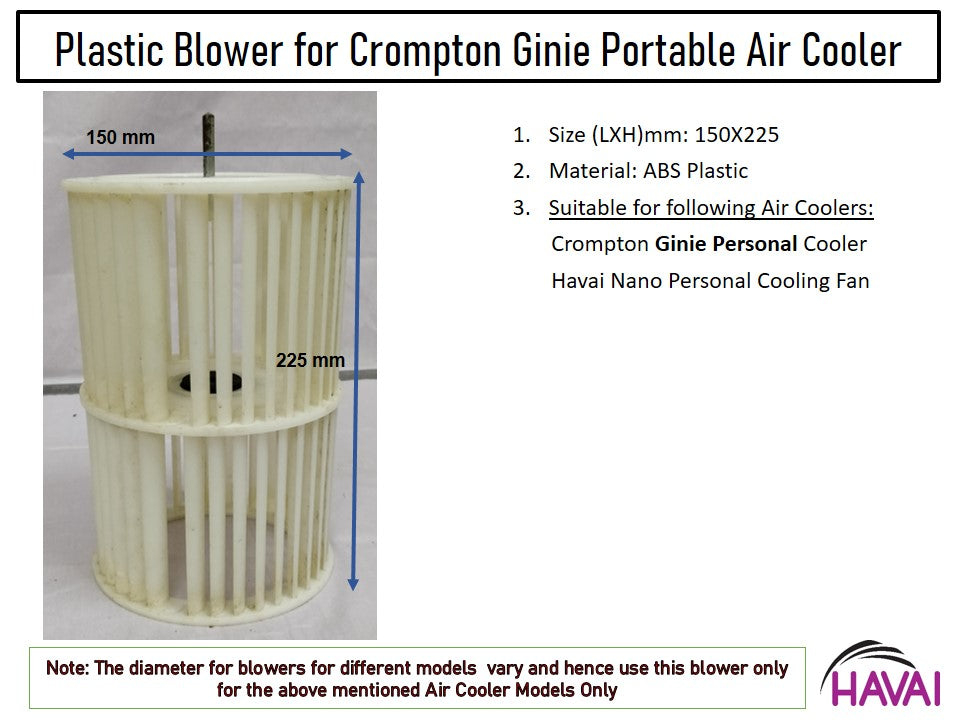 HAVAI Plastic Blower – For Crompton Ginie Air Cooler