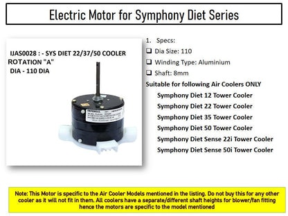 Main/Electric Motor - For Symphony Diet Sense 50i Litre Tower Cooler