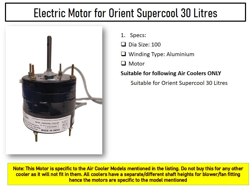 Main/Electric Motor - For Orient Supercool CP3001H 30 Litre Personal Cooler
