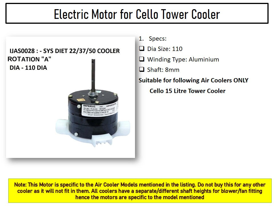 Main/Electric Motor - For Cello 15 Litre Tower Cooler