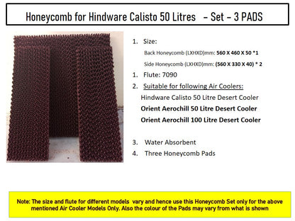 HAVAI Honeycomb Pad - Set of 3 - for Hindware Calisto 50 Litre Desert Cooler