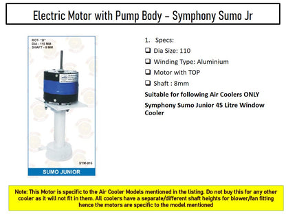 Main/Electric Motor with Pump Body - For Symphony Sumo Jr 45 Litre Window Cooler