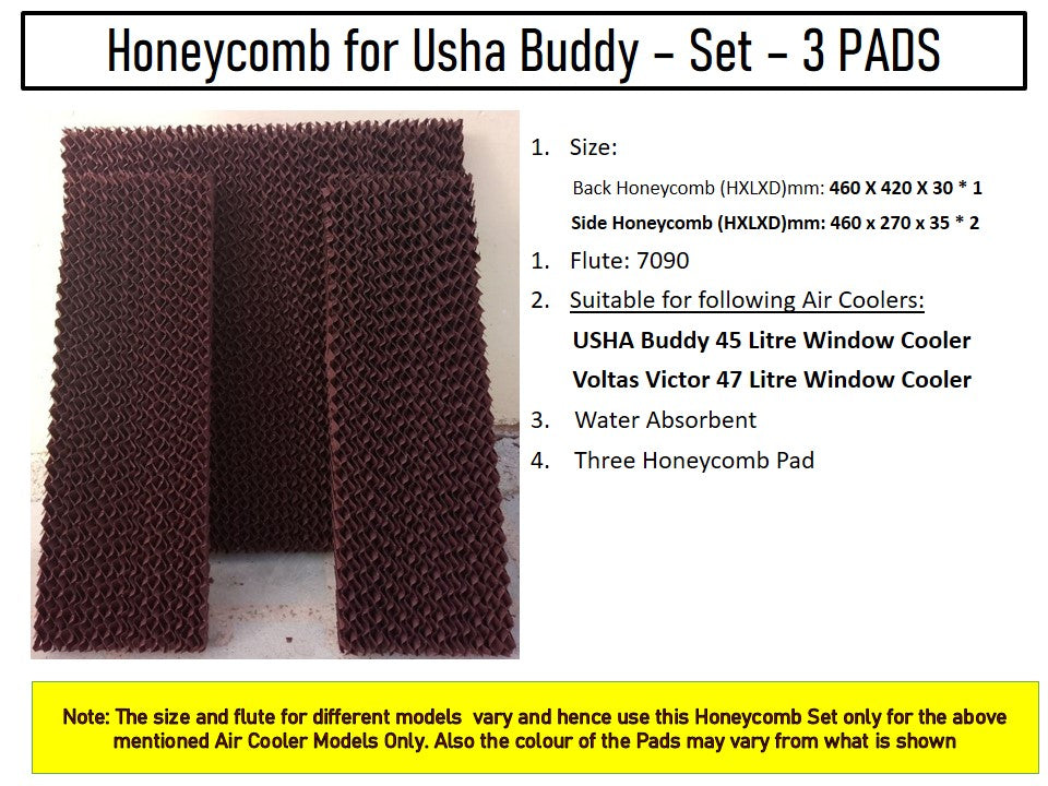 HAVAI Honeycomb Pad - Set of 3 - for USHA Buddy 45 Litre Window Cooler