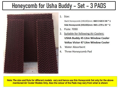 HAVAI Honeycomb Pad - Set of 3 - for USHA Buddy 45 Litre Window Cooler