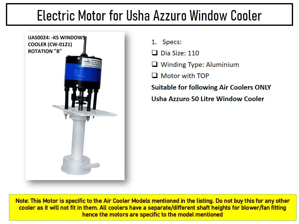 Main/Electric Motor with Pump Body - For Usha Azzuro 50 Litre Window Cooler