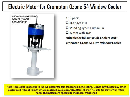 Main/Electric Motor with Pump Body - For Crompton Ozone Chill 54 Litre Window Cooler