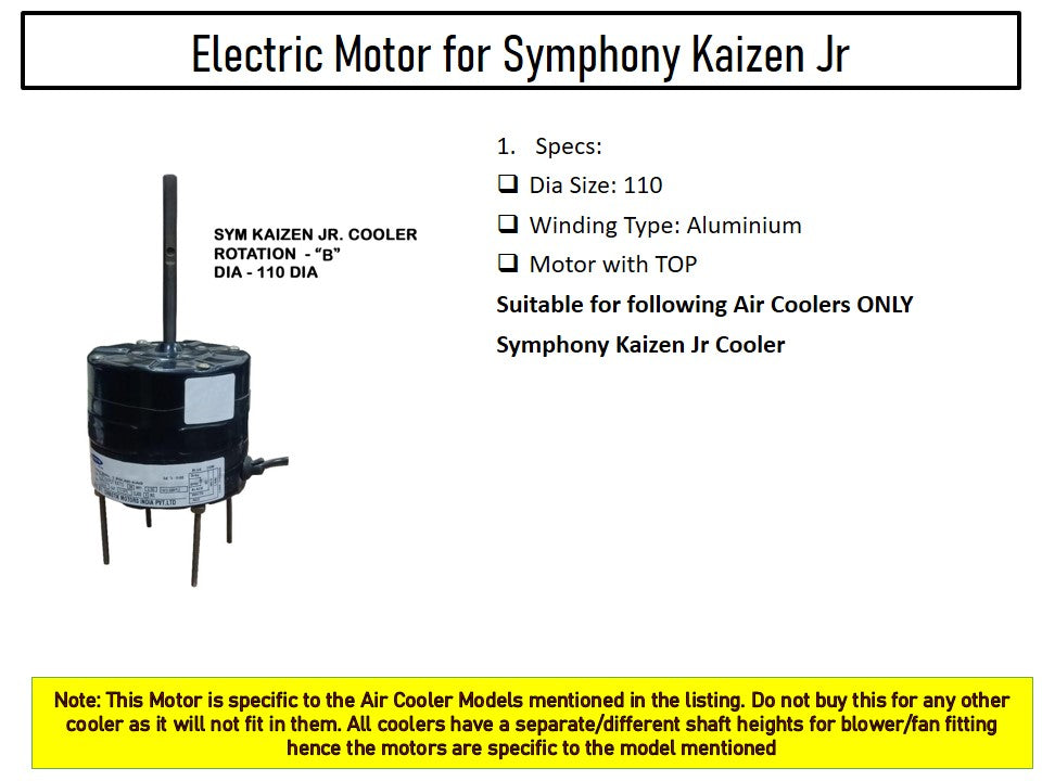 Main/Electric Motor - For Symphony Kaizen Jr Window Cooler