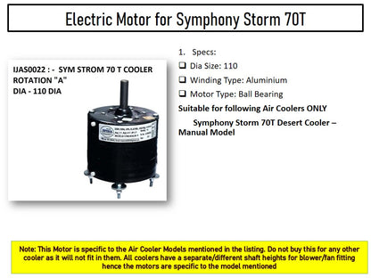 Main/Electric Motor - For Symphony Storm 70T Litre Desert Cooler