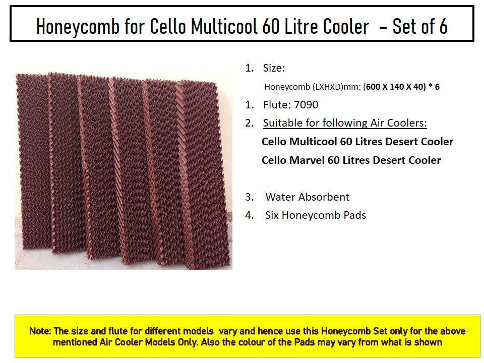 HAVAI Honeycomb Pad - Set of 6 - for Cello Multicool 60 Desert Cooler