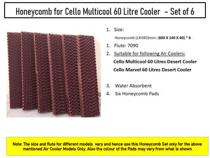 HAVAI Honeycomb Pad - Set of 6 - for Cello Multicool 60 Desert Cooler