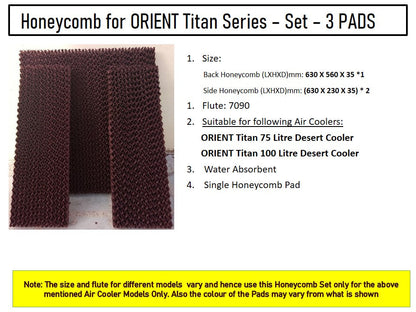 HAVAI Honeycomb Pad - Set of 3 - for Orient Titan 100 Litre Desert Cooler