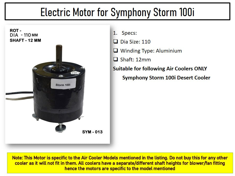 Main/Electric Motor - For Symphony Storm 100i Litre Desert Cooler
