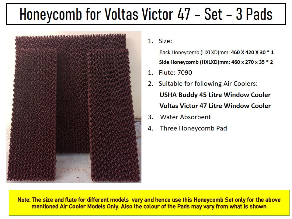 HAVAI Honeycomb Pad - Set of 3 - for Voltas Victor 47 Litre Window Cooler