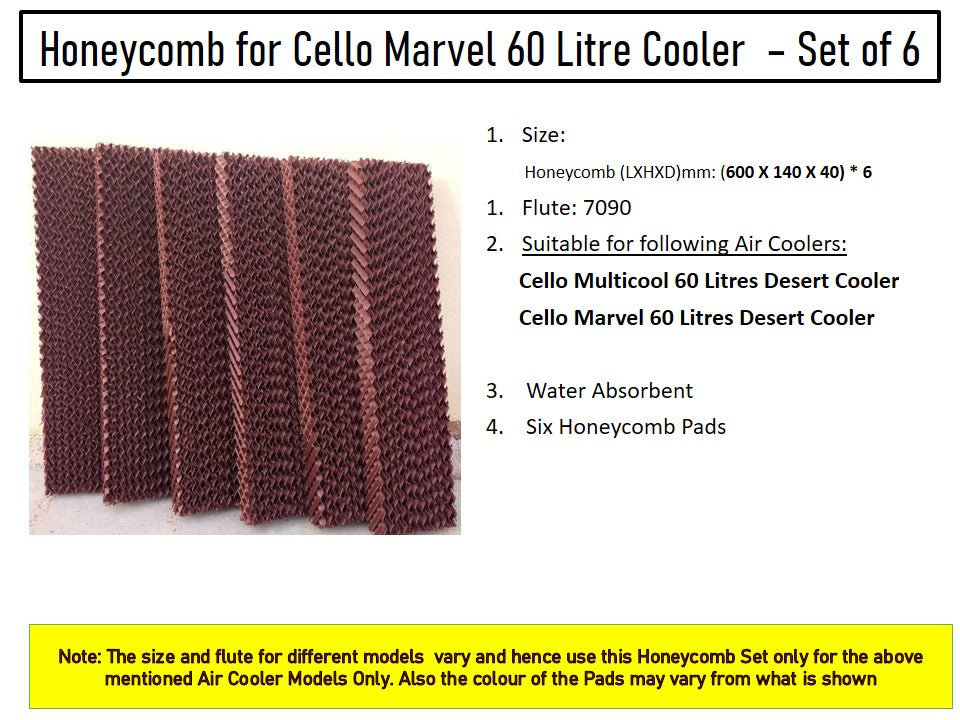 HAVAI Honeycomb Pad - Set of 6 - for Cello Marvel 60 Desert Cooler