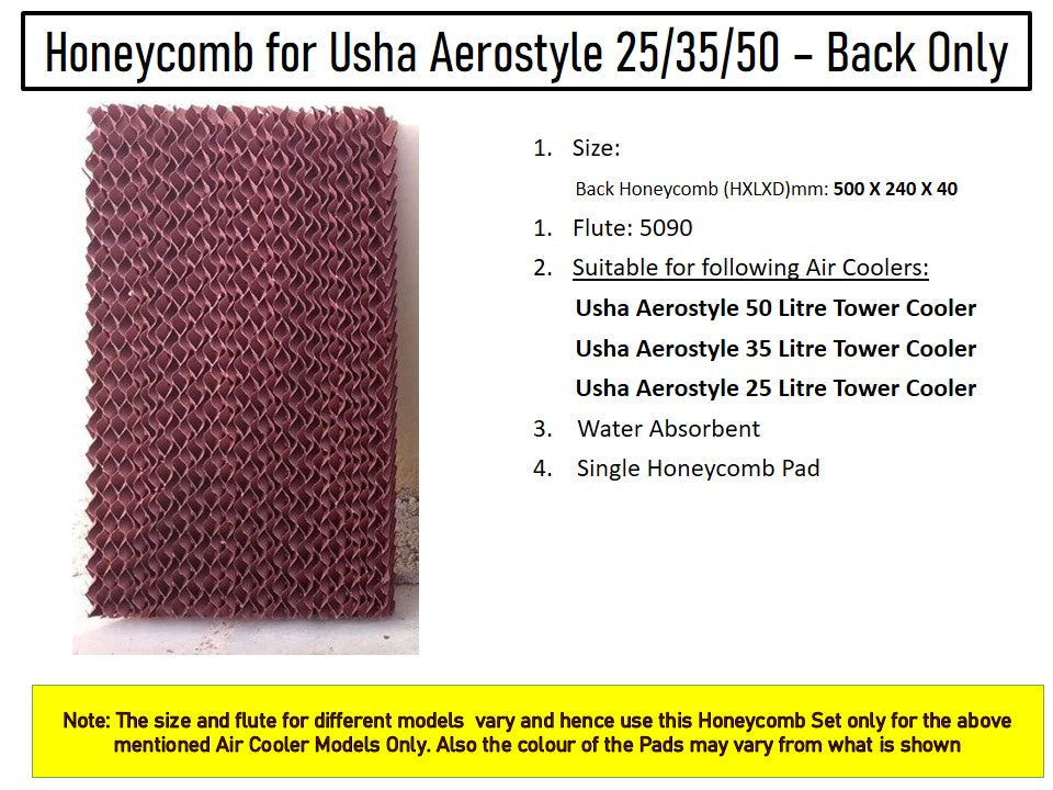 HAVAI Honeycomb Pad - Back - for Usha Aerostyle 35 Litre Tower Cooler