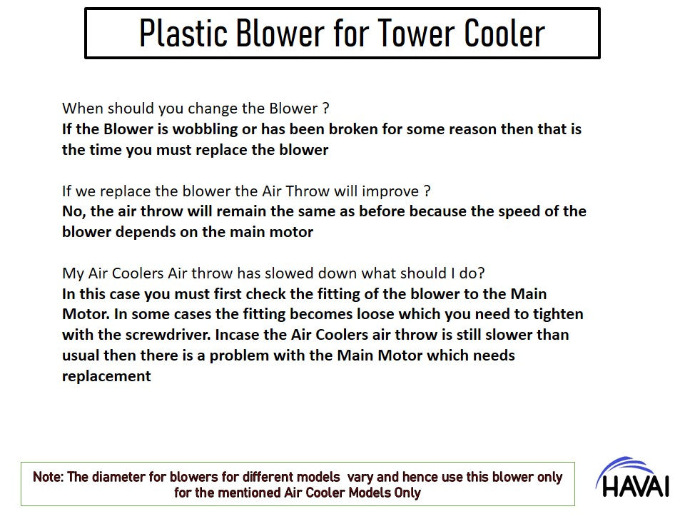 HAVAI Plastic Blower – Tower Cooler