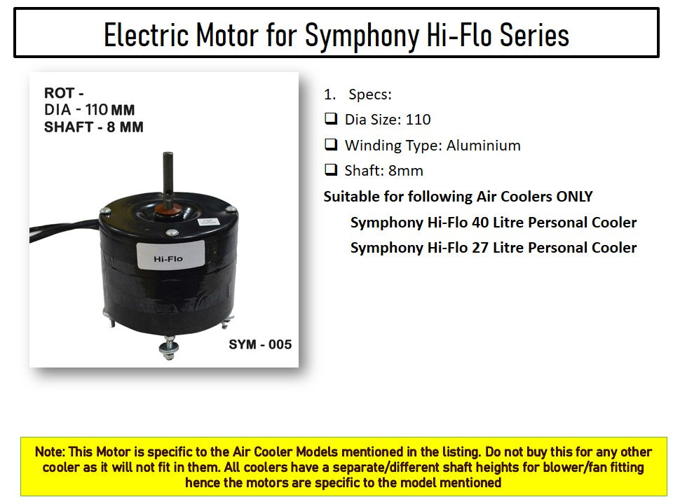 Main/Electric Motor - For Symphony Hi Flo 27 Litre Personal Cooler
