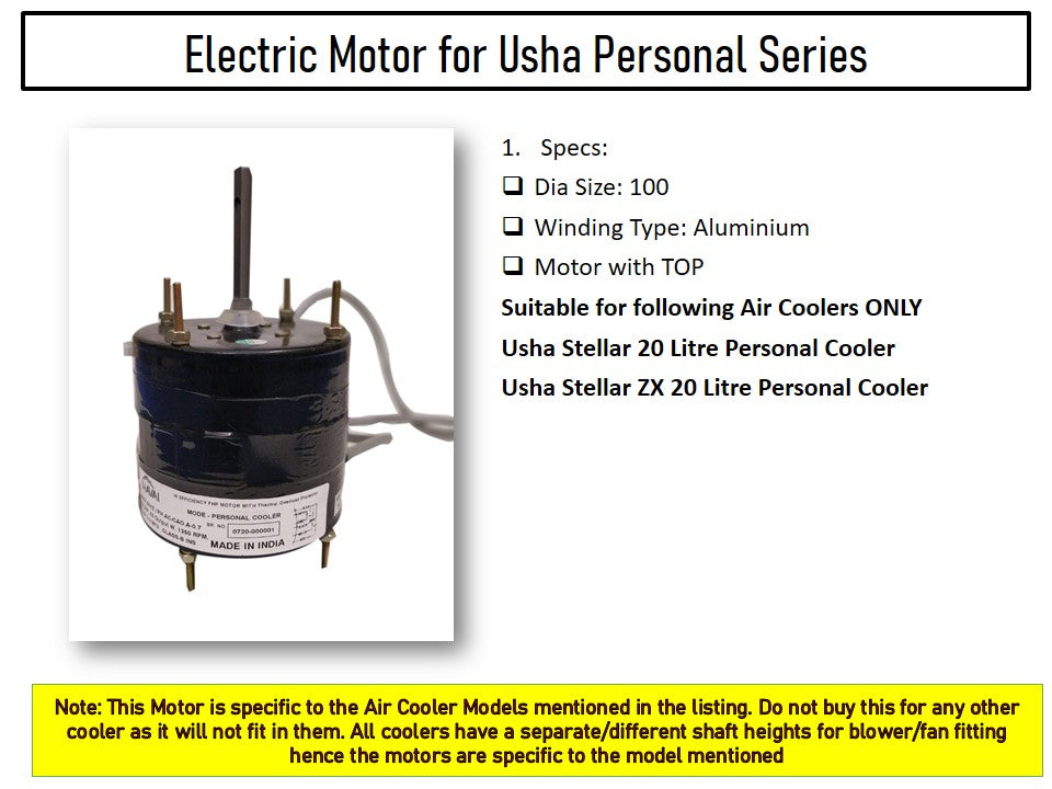 Main/Electric Motor - For Usha Stellar 20 Litre Personal Cooler