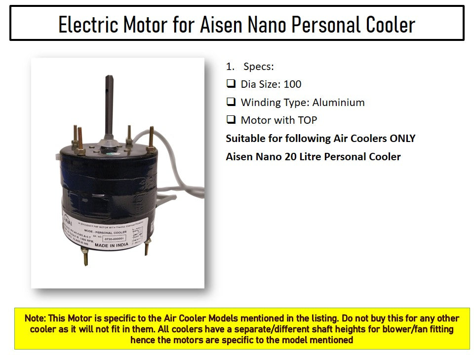Main/Electric Motor - For Aisen Nano 20 Litre Personal Cooler