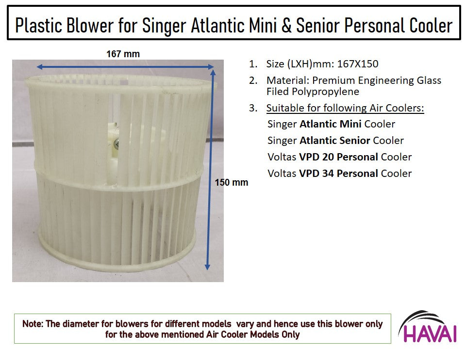 HAVAI Plastic Blower – Personal Cooler compatible with Singer Atlantic Mini/Senior