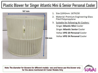 HAVAI Plastic Blower – Personal Cooler compatible with Singer Atlantic Mini/Senior