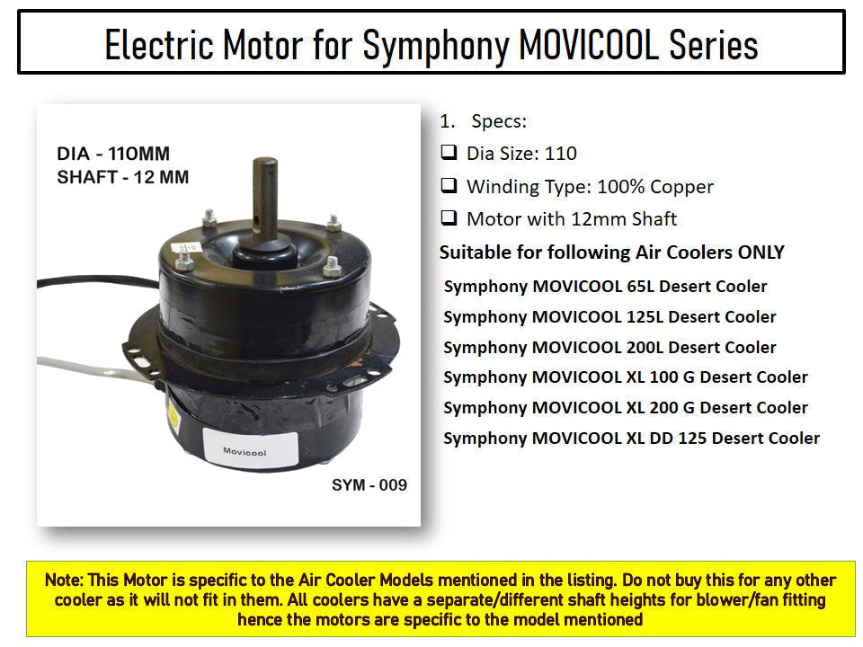 Main/Electric Motor - For Symphony Movicool XL DD 125 Commercial Cooler