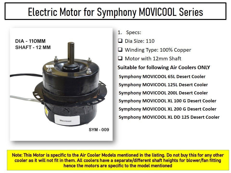 Main/Electric Motor - For Symphony Movicool XL 100 G Commercial Cooler