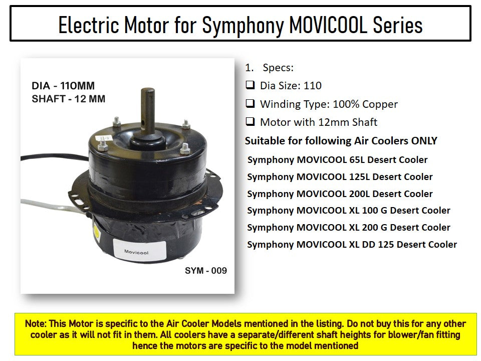 Main/Electric Motor - For Symphony Movicool 125L Commercial Cooler