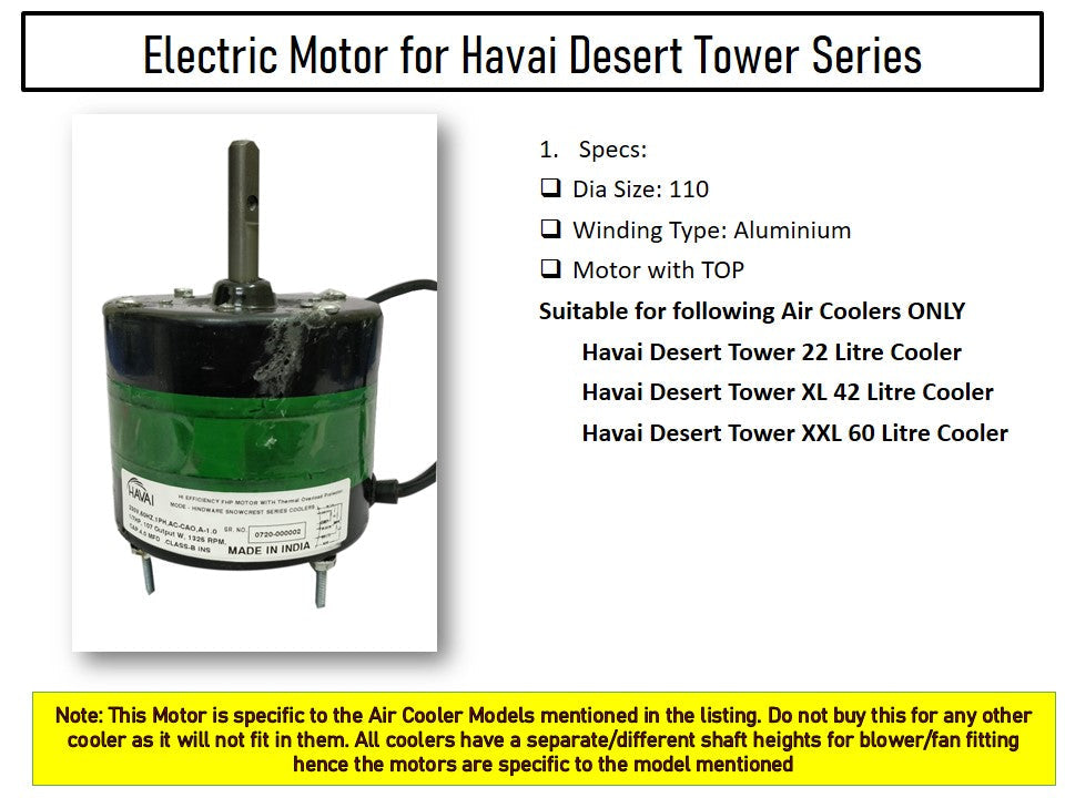 Main/Electric Motor - For Havai Desert Tower XXL 60 Litre Tower Cooler