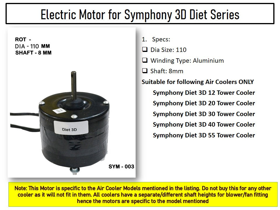 Main/Electric Motor - For Symphony Diet 3D 12 Litre Tower Cooler