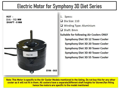Main/Electric Motor - For Symphony Diet 3D 55 Litre Tower Cooler