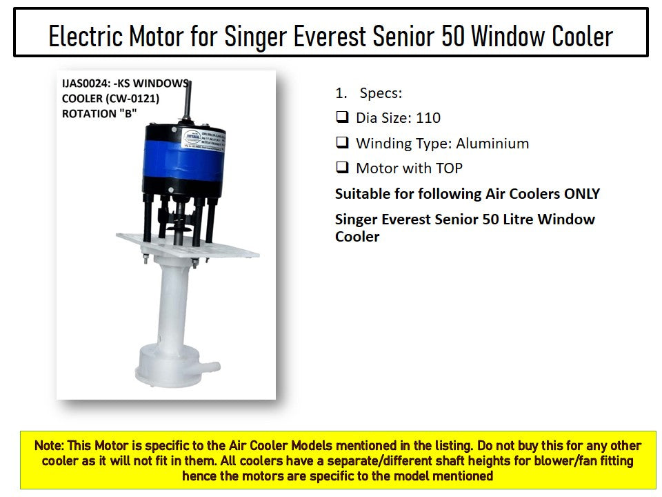 Main/Electric Motor with Pump Body - For Singer Everest Senior 50 Litre Window Cooler