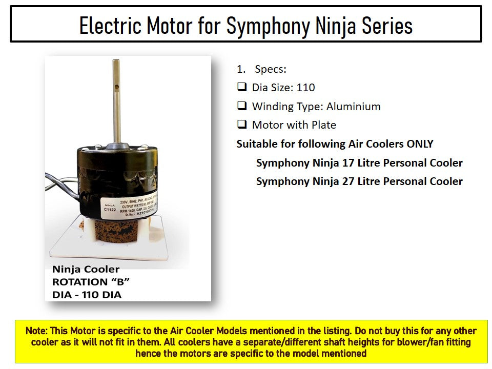 Main/Electric Motor - For Symphony Ninja 17 Litre Personal Cooler