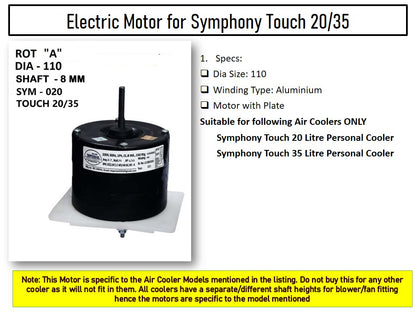 Main/Electric Motor - For Symphony Touch 20 Litre Personal Cooler
