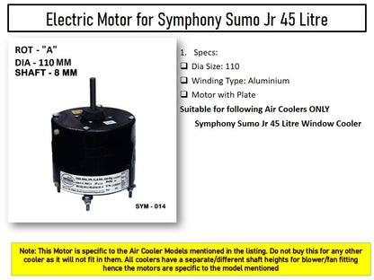 Main/Electric Motor without Pump Body - For Symphony Sumo Jr 45 Litre Window Cooler